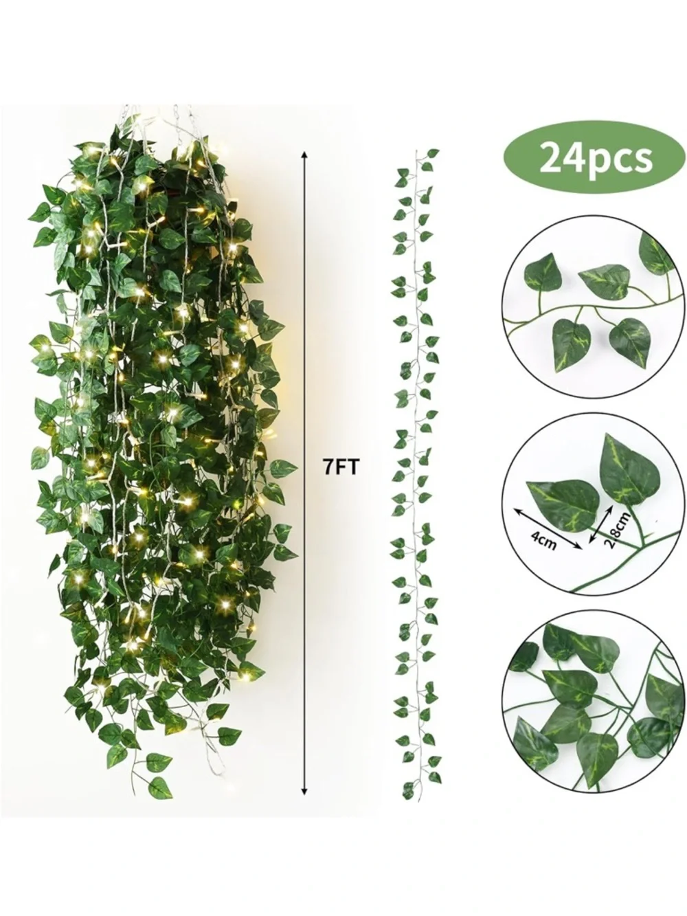 Fairy Light Vine Curtain - Green Leaf String Lights